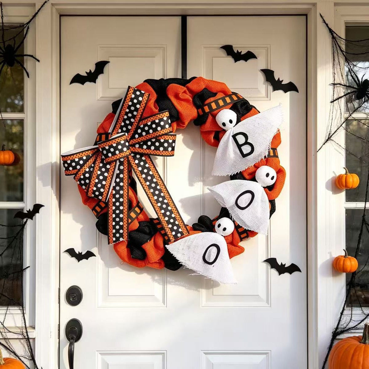 Halloween Hanging Decoration Fabric Letter Patchwork Ghost Face Pumpkin Wreath Craft Creative Home Decor Scene Ornament