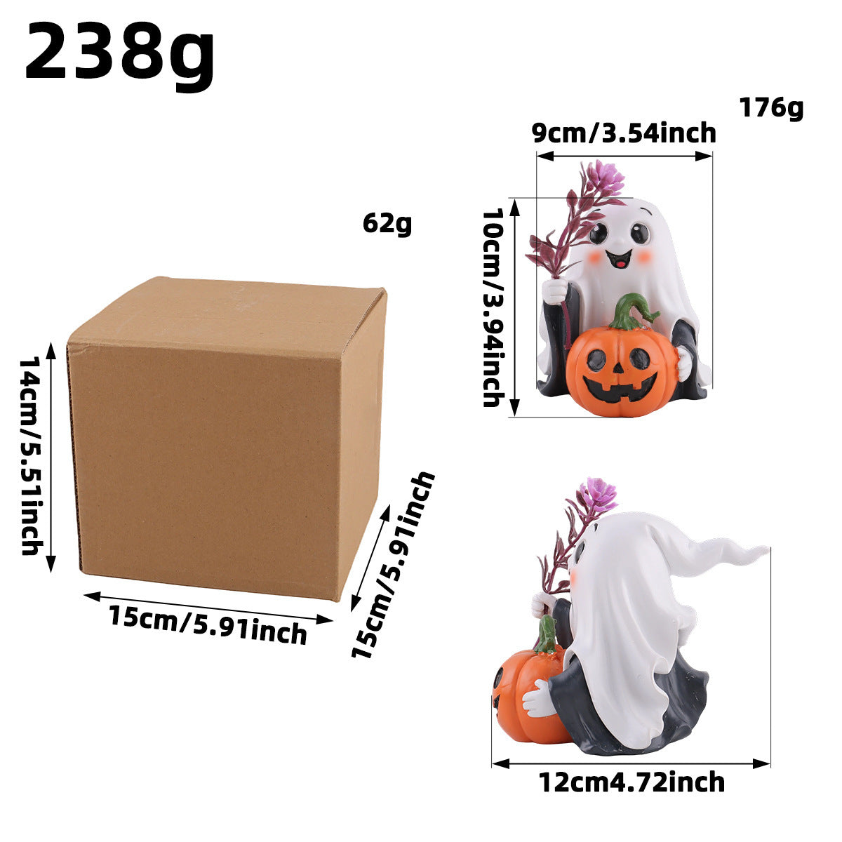 Halloween Resin Decoration Ghost Pumpkin Skull Black Cat Vintage Desk Halloween Atmosphere Decor Craft