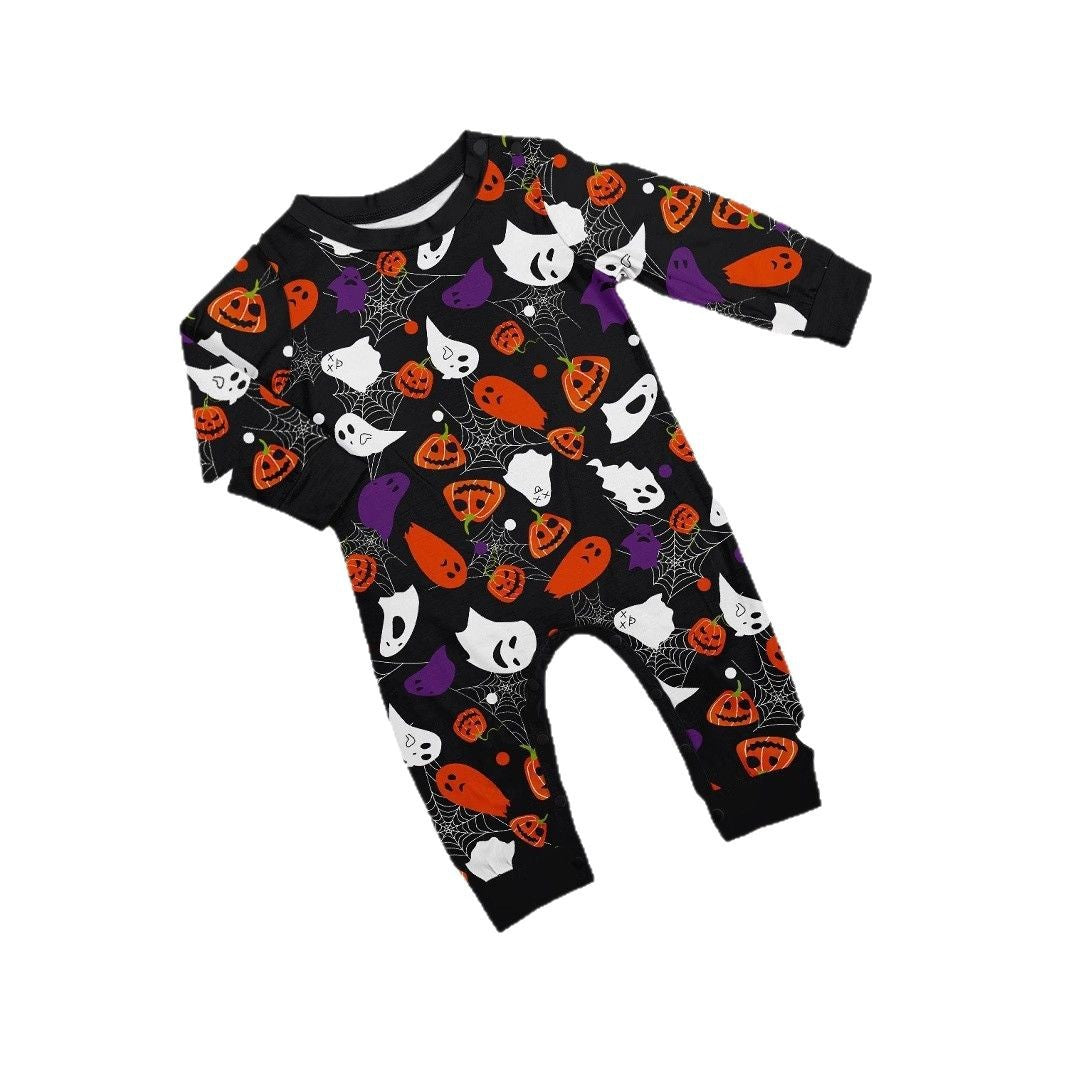 Halloween Ghost Pumpkin Spiderweb Printed Family Matching Pajamas Sleepwear
